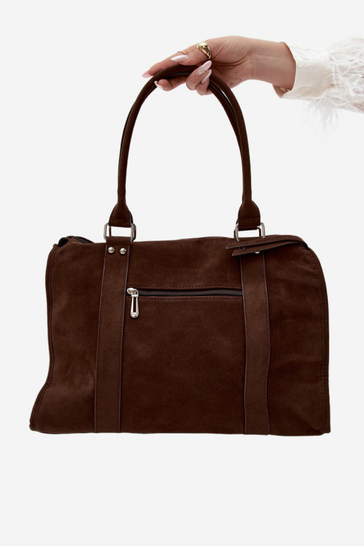 Grote tas van kunstsuède in chocolade kleur Nolita