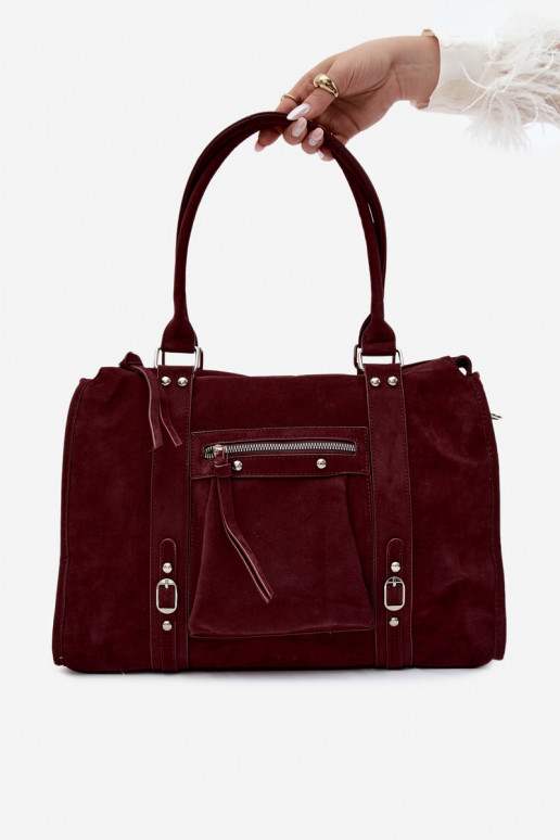 Grote tas van kunstsuède in bordeaux kleur Nolita