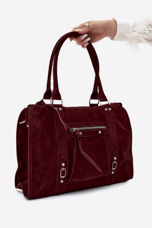 Große Tasche aus Kunstveloursleder in bordeaux Nolita