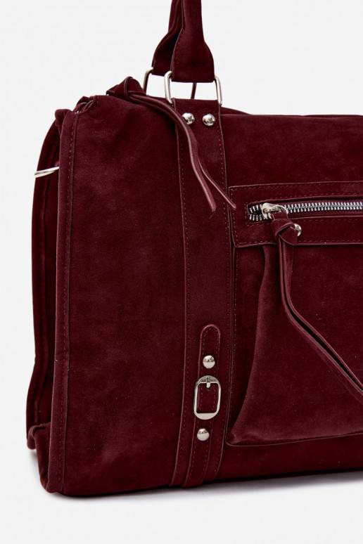 Grand sac en simili daim couleur bordeaux Nolita