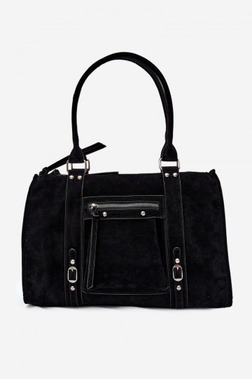 Grand sac en simili daim couleur noir Nolita