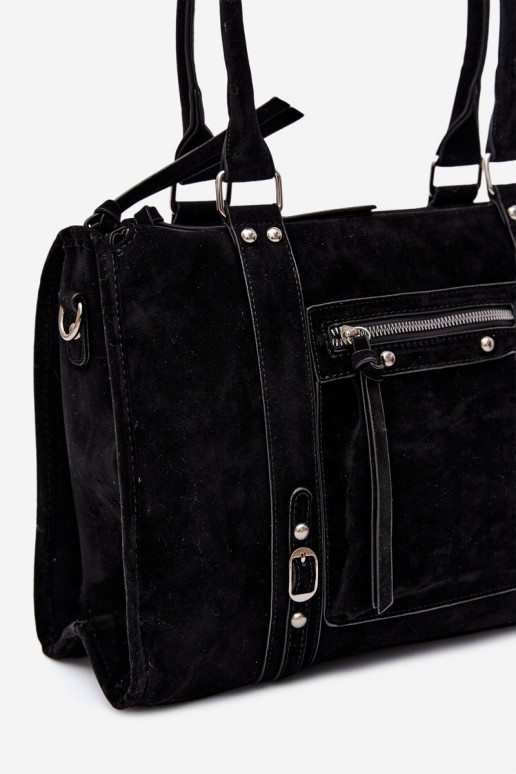 Grand sac en simili daim couleur noir Nolita