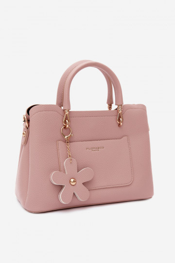 Sac en simili daim avec porte-clés et motifs floraux couleur ivoire Noomi 2