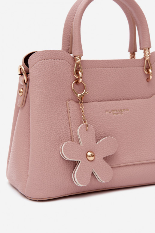 Sac en simili daim avec porte-clés et motifs floraux couleur ivoire Noomi