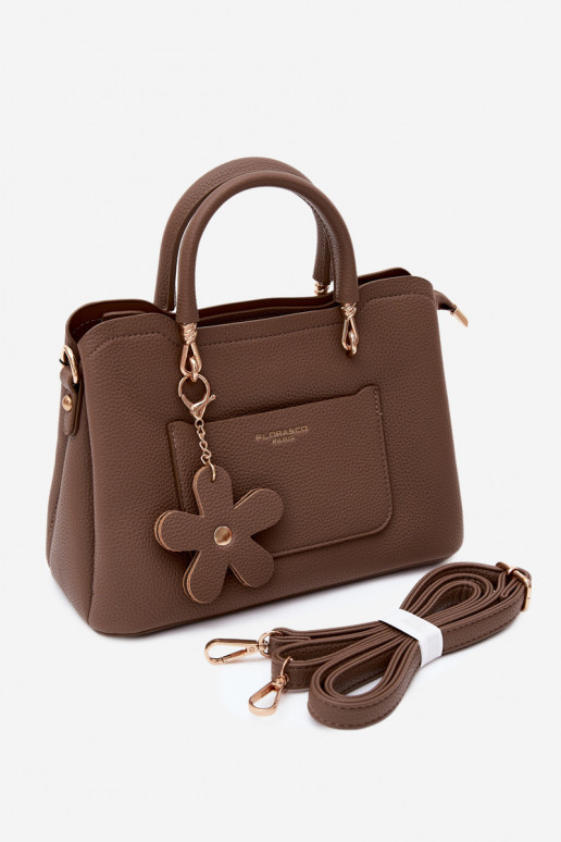 Sac en simili cuir avec porte-clés et motifs floraux couleur argile Noomi