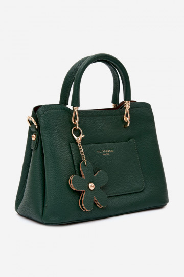 Sac à main avec porte-clés en simili cuir avec motifs floraux en vert bouteille Noomi 2