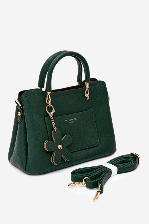 Sac à main avec porte-clés en simili cuir avec motifs floraux en vert bouteille Noomi