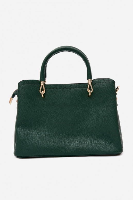 Handtas met faux leren sleutelhanger met bloemenmotieven in flesgroen Noomi