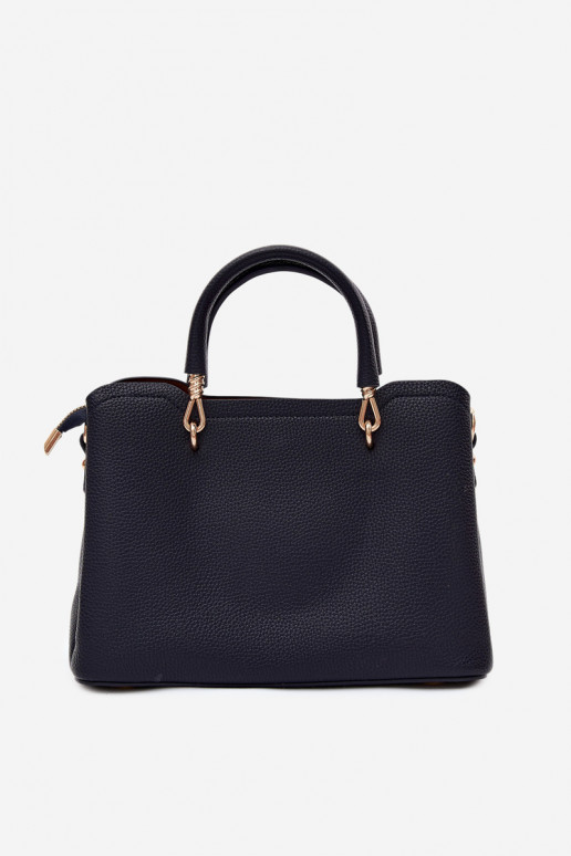 Handtasche mit Kunstleder-Schlüsselanhänger mit Blumenmotiven in Dunkelblau Noomi