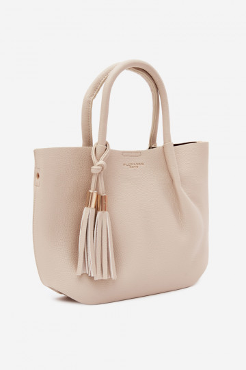 Handtas van faux leather in helder zand Fleece 2