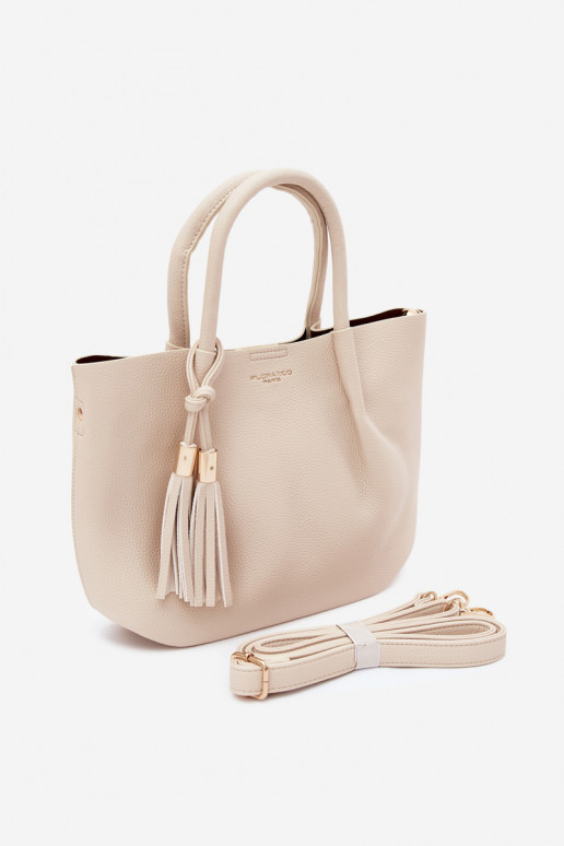 Handtas van faux leather in helder zand Fleece
