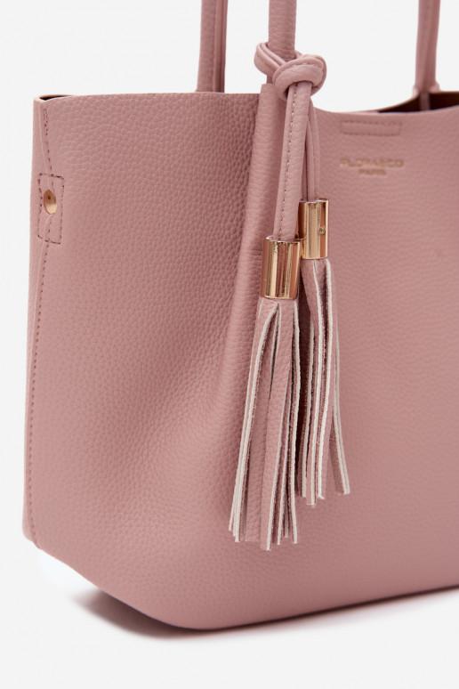 Handtas van faux leather in roze Fleece