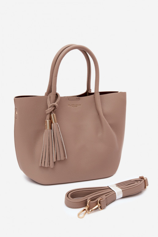 Handtasche aus Kunstleder in Elfenbein Fleece