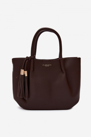 Handtas van faux leather in chocolade Fleece