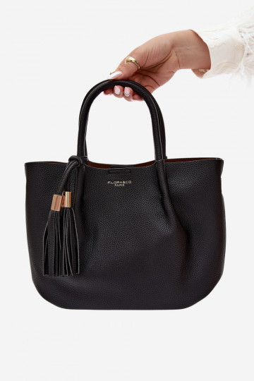 Handtas van faux leather in zwart Fleece