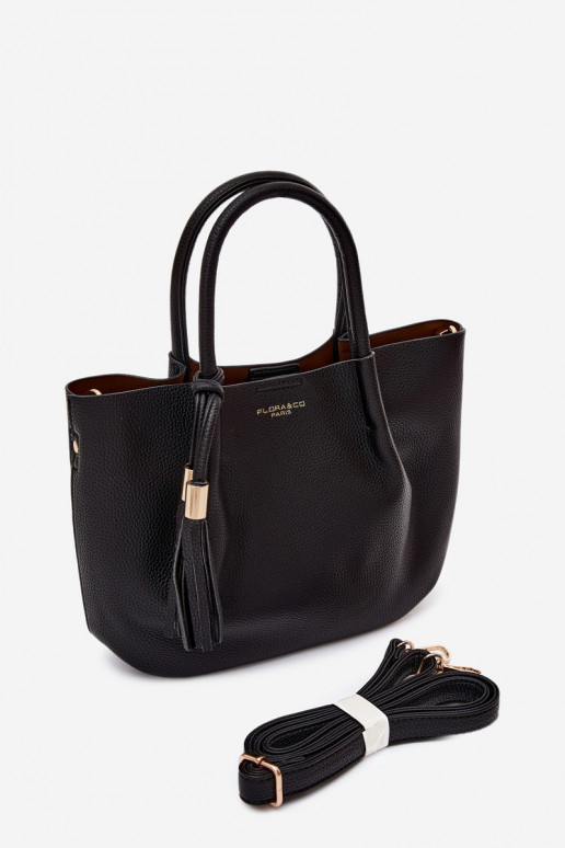 Handtas van faux leather in zwart Fleece