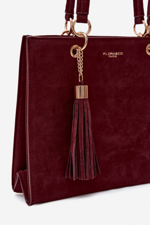 Tasche aus Kunstveloursleder in bordeaux Ottilie