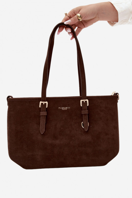 Tasche aus Kunstveloursleder in schokoladenfarbe Araminta