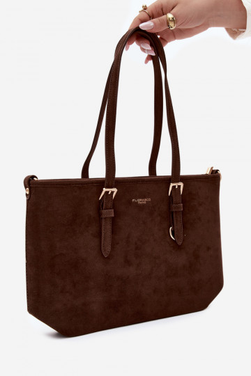 Tasche aus Kunstveloursleder in schokoladenfarbe Araminta 2