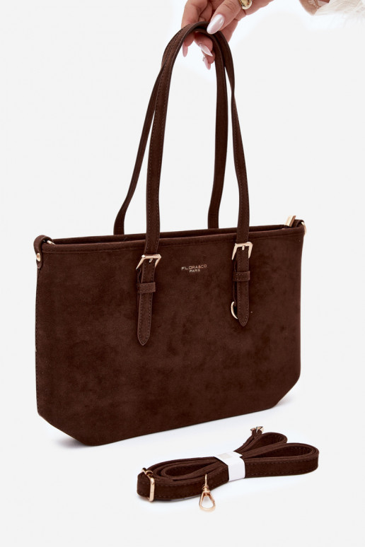 Tas in faux suede chocolade Araminta