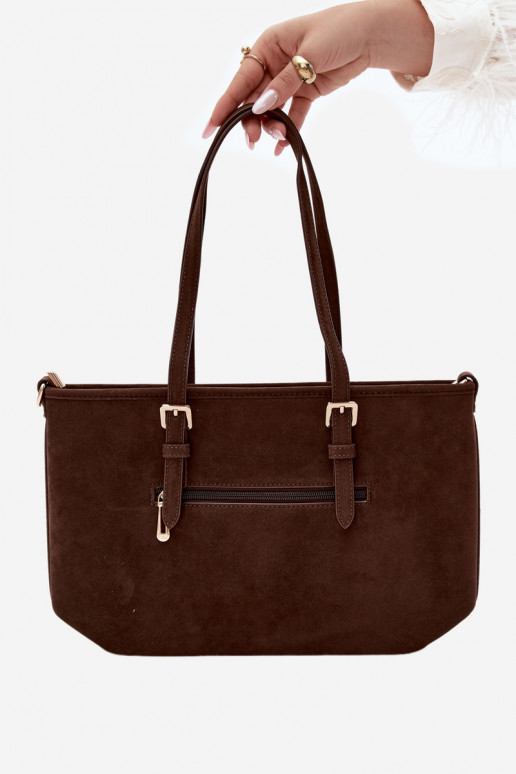 Tasche aus Kunstveloursleder in schokoladenfarbe Araminta