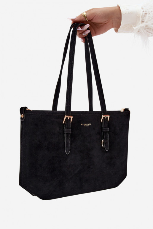 Tasche aus Kunstveloursleder in schwarz Araminta