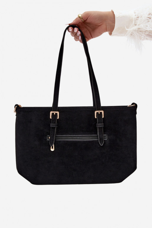 Tasche aus Kunstveloursleder in schwarz Araminta