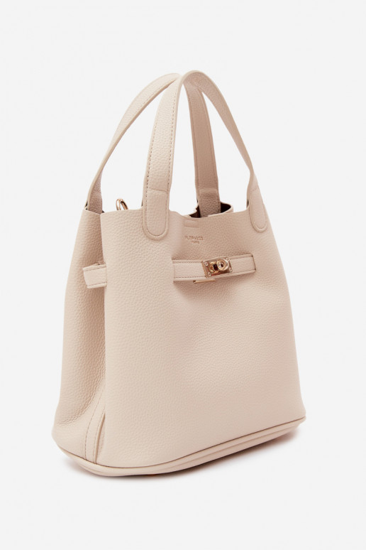 Tasche mit Kosmetiktasche aus Kunstleder in sand Crumble