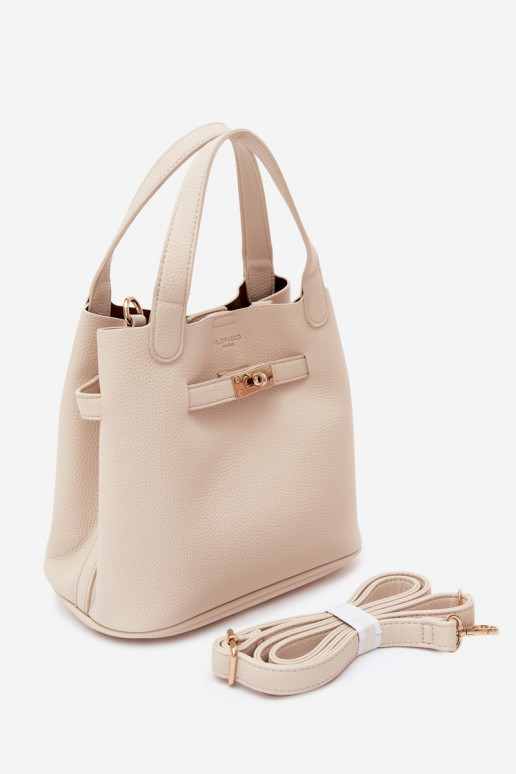 Sac avec trousse de maquillage en cuir synthétique sable Crumble