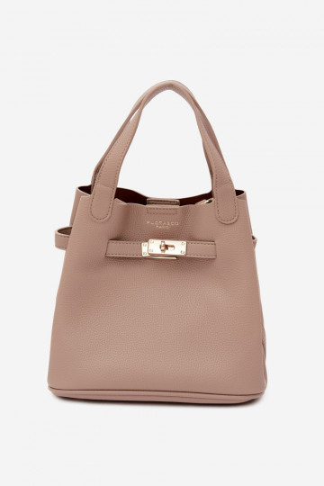 Sac avec trousse de maquillage en cuir synthétique ivoire Crumble
