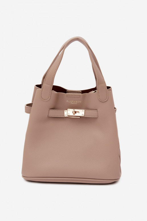 Tas met cosmetica en faux leather ivoor Crumble