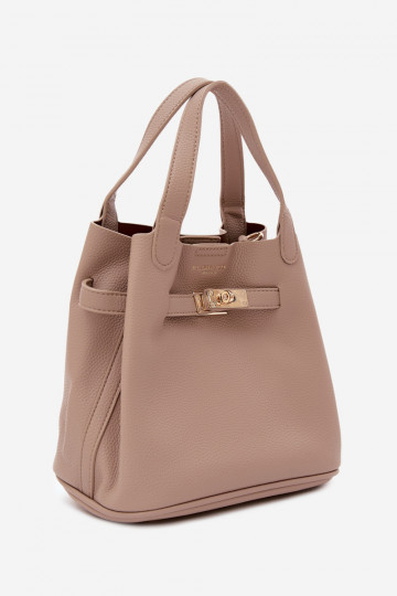Sac avec trousse de maquillage en cuir synthétique ivoire Crumble 2