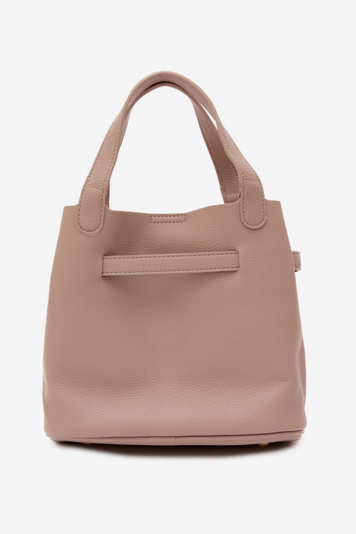 Tas met cosmetica en faux leather ivoor Crumble