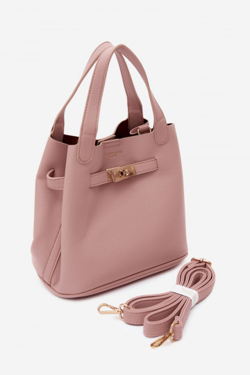Sac avec trousse de maquillage en cuir synthétique rose Crumble
