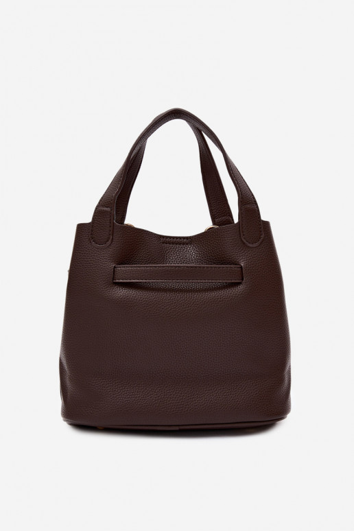 Tasche mit Kosmetiktasche aus Kunstleder in schokoladenfarbe Crumble