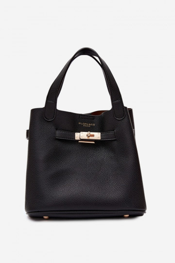 Sac en simili cuir noir avec trousse de maquillage Crumble