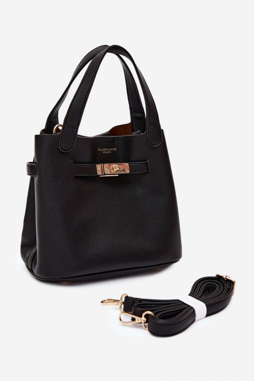 Zwarte handtas van faux leer met cosmetica pouch Crumble