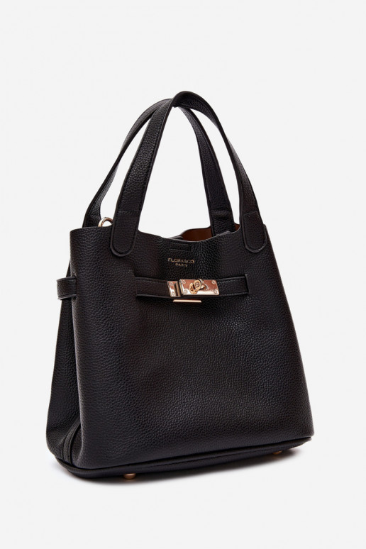 Zwarte handtas van faux leer met cosmetica pouch Crumble