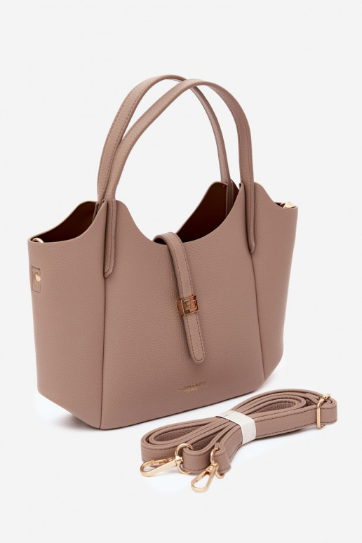 Elfenbeinfarbene Handtasche aus Kunstleder Toffee