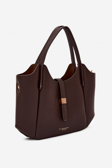 Schokoladenfarbene Handtasche aus Kunstleder Toffee 2