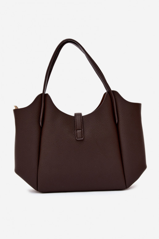 Schokoladenfarbene Handtasche aus Kunstleder Toffee