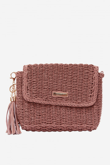 Petit sac rose de style facteur avec éléments ajourés Tamara