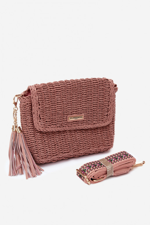 Petit sac rose de style facteur avec éléments ajourés Tamara