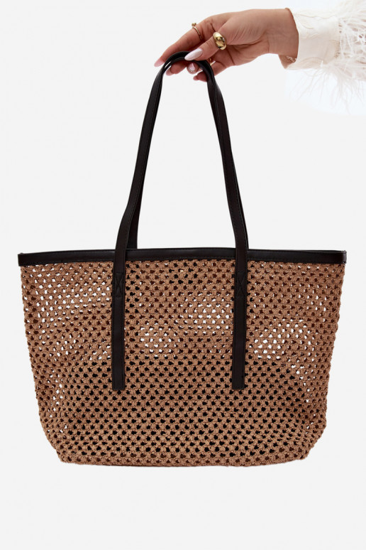 Sac à provisions tressé noir avec pendentif Noella
