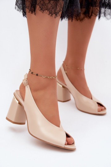 Elegante dames sandalen met hak in zandkleur Zazoo 1085