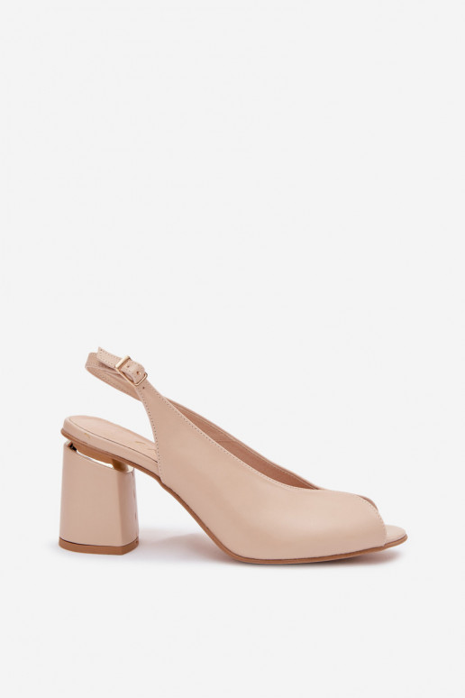 Elegante Damen-Sandalen mit Absatz in Sandfarbe Zazoo 1085