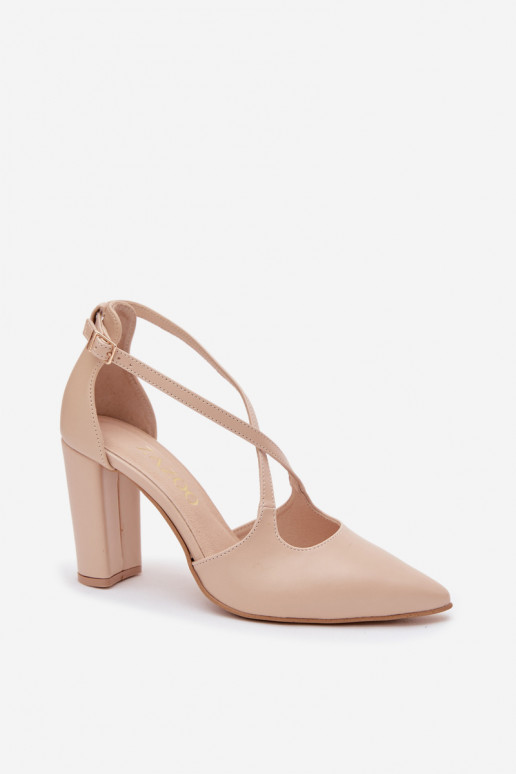 Absatzschuhe mit Riemen in Sandfarbe Zazoo 1053
