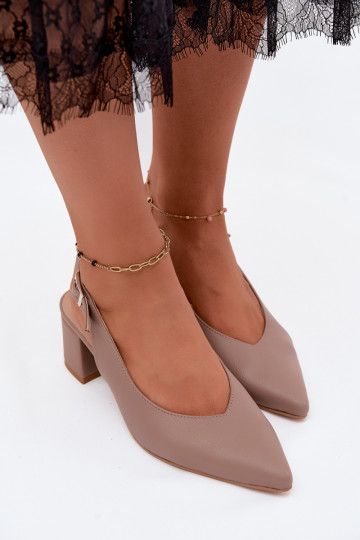 Damen-Sandalen mit spitzer Zehe und Absatz in Tonfarbe Zazoo 1122