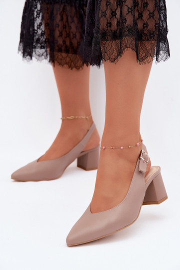 Dames sandalen met puntige neus en hak in kleikleur Zazoo 1122 2