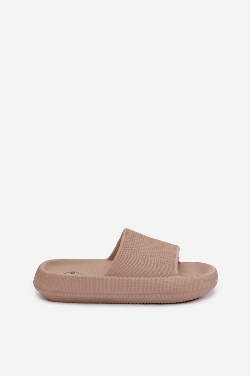 Dames lichte schuimslippers op dikke zool in bruin Querceria